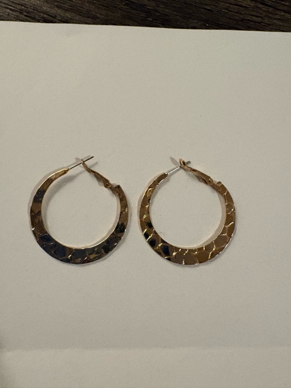 Gold Textured Hoop Earrings - Women's Jewelry